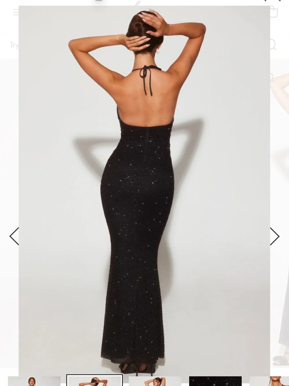 Oh Polly Verona Embellished Plunge Halter Neck Evening Gown in Black - Size 2 - Picture 2 of 6